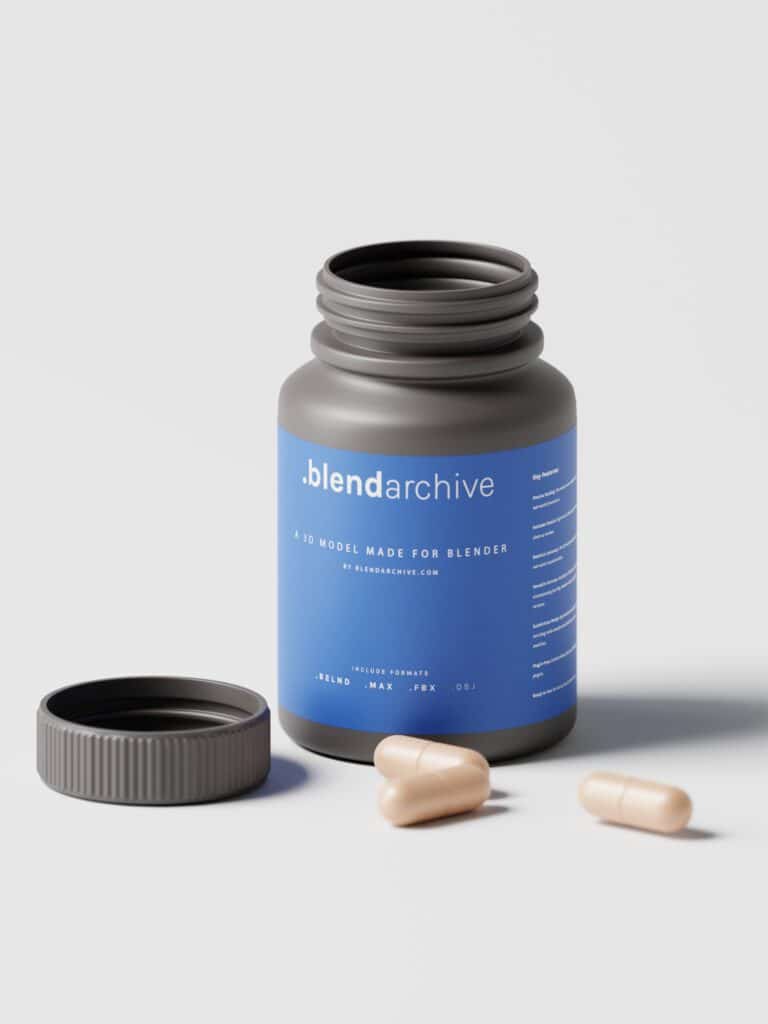 Medicine Capsules Bottle Blender 3D Model