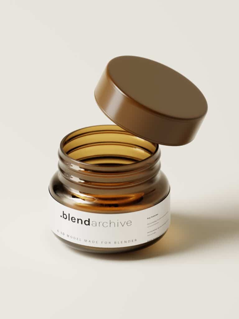 Stubby Amber Glass Cosmetic Jar Blender 3D Model
