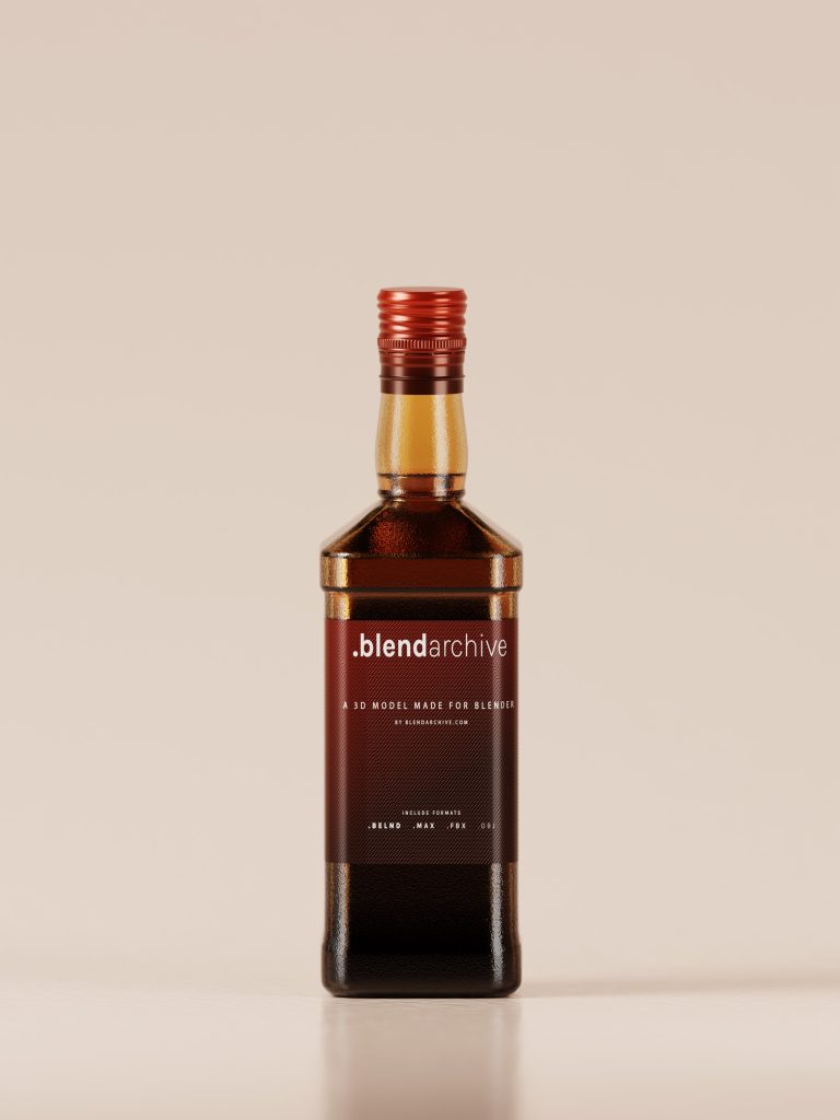Whisky Hard Liquor Bottles Blender 3D Model