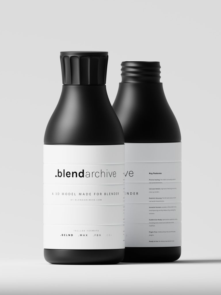 Black Plastic Bottle Blender 3D Model