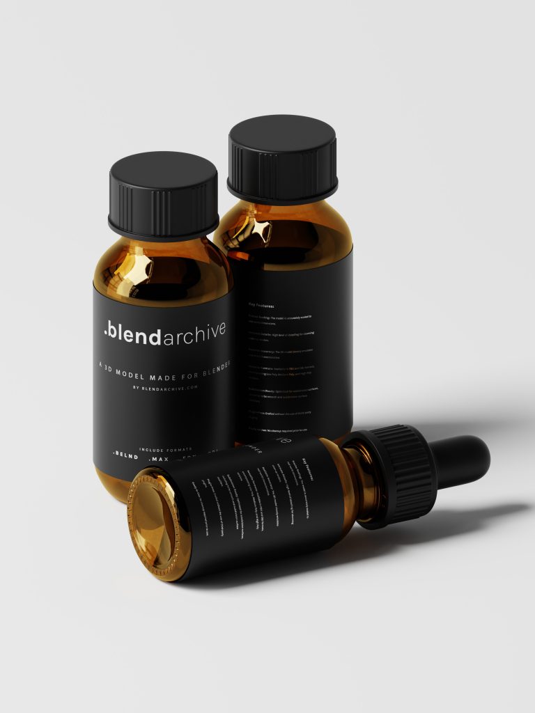 Amber Bottles Blender 3D Model